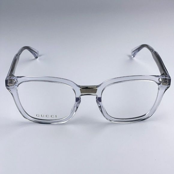 Gucci GG0184O 012 BRAND NEW Eyeglasses Crystal Clear Silver Square Unisex - Picture 1 of 12